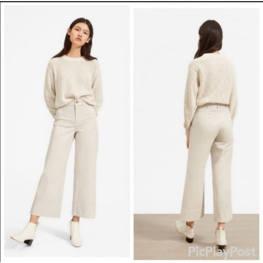 Everlane The Lightweight Wide Leg Crop Chino Pants Women's 10 Tan